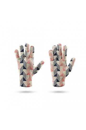 RFEGEF Femme Gants dhiver,Gants À Écran Tactile Couleur Imprimée en 3D Motif À Rayures Géométriques Gants Tricotés Dames Dou