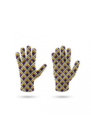 RFEGEF Femme Gants dhiver,Gants À Écran Tactile Imprimé en 3D Pourpre Motif De Géométrie De Mode Gants Tricotés Dames Doux C