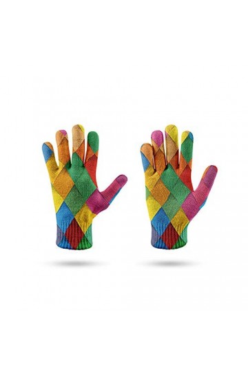 RFEGEF Femme Gants dhiver,Gants À Écran Tactile Couleur Imprimée en 3D Motif De Treillis De Diamant Gants Tricotés Dames Dou