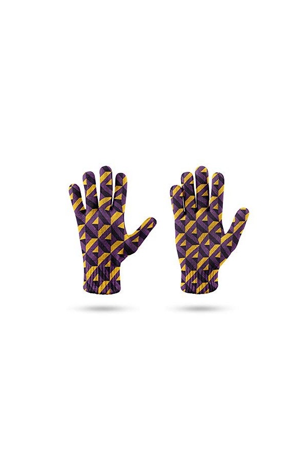 RFEGEF Femme Gants dhiver,Gants À Écran Tactile Imprimé en 3D Pourpre Motif De Géométrie De Mode Gants Tricotés Dames Doux C