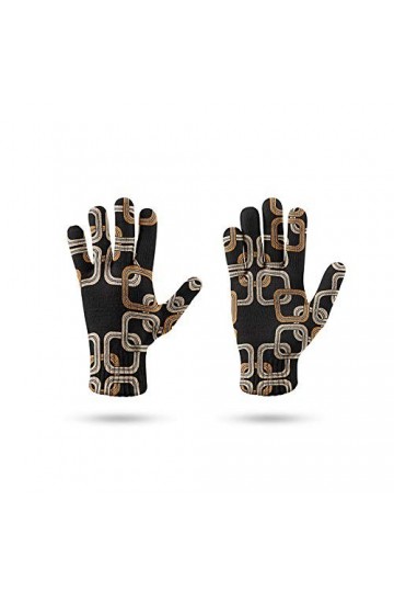 RFEGEF Femme Gants dhiver,Gants À Écran Tactile Imprimé en 3D Noir Motif À Rayures Carrées Géométriques Gants Tricotés Dames