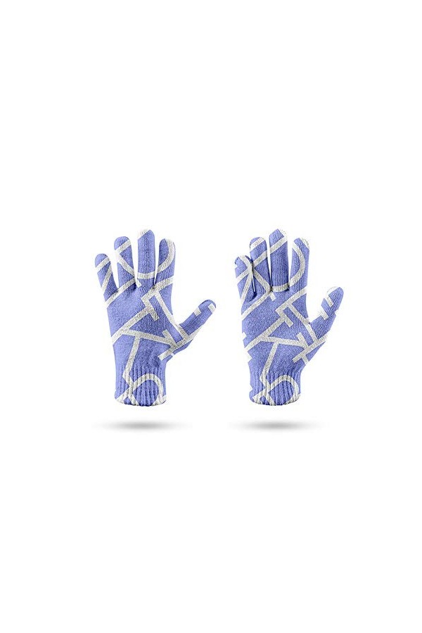 RFEGEF Femme Gants dhiver,Gants À Écran Tactile Tendance De La Mode Imprimée en 3D Motif De Lettre Bleue Gants Tricotés Dame
