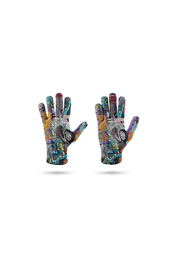 RFEGEF Femme Gants dhiver,Gants À Écran Tactile Motif De Dessins Animés en Couleur Imprimée en 3D Gants Tricotés pour Dames 