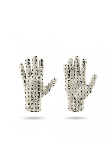 RFEGEF Femme Gants dhiver,Gants À Écran Tactile Tendance De La Mode Imprimée en 3D Motif De Lettre Beige Gants Tricotés Dame