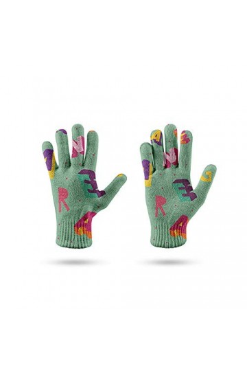 RFEGEF Femme Gants dhiver,Gants À Écran Tactile Tendance De La Mode Imprimée en 3D Motif De Lettre Verte Gants Tricotés Dame
