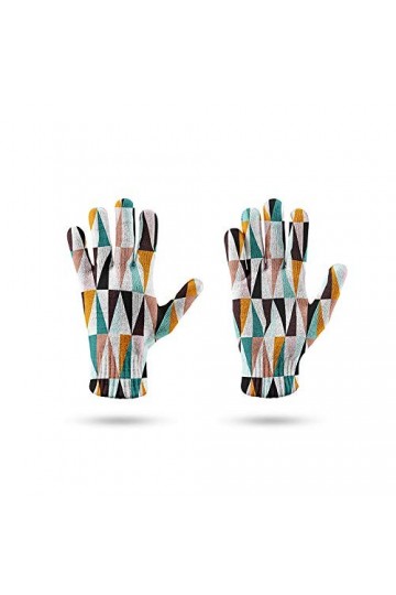 RFEGEF Femme Gants dhiver,Gants À Écran Tactile Couleur Imprimée en 3D Motif Triangulaire À Rayures Élastiques Gants Tricoté