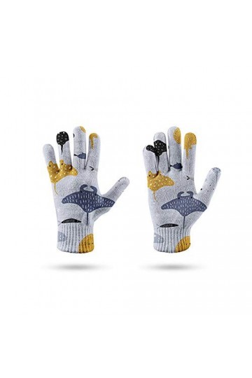 RFEGEF Femme Gants dhiver,Gants À Écran Tactile Motif De Poisson Diable Imprimé en 3D Gants Tricotés Dames Doux Coupe-Vent É