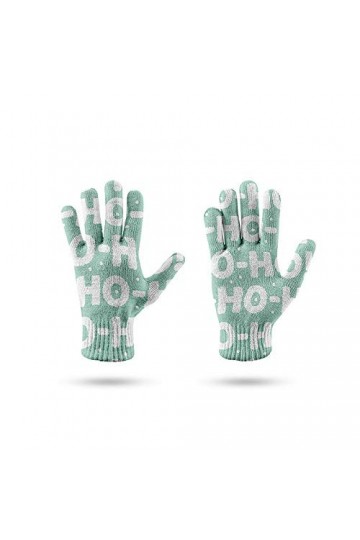 RFEGEF Femme Gants dhiver,Gants À Écran Tactile Tendance De La Mode Imprimée en 3D Motif De Lettre Verte Gants Tricotés Dame