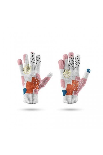 RFEGEF Femme Gants dhiver,Gants À Écran Tactile Motif De Couleur Imprimé en 3D Gants Tricotés pour Dames Doux Coupe-Vent Élé