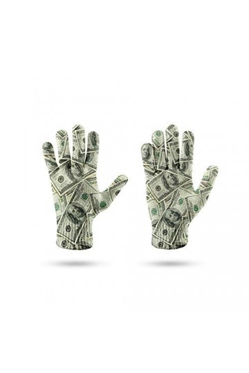 RFEGEF Femme Gants dhiver,Gants À Écran Tactile Modèle De Pièce De Monnaie De Billet De Banque Imprimé en 3D Gants Tricotés 