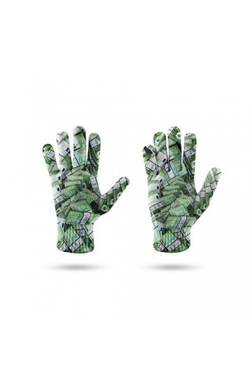 RFEGEF Femme Gants dhiver,Gants À Écran Tactile Modèle De Pièce De Monnaie De Billet De Banque Imprimé en 3D Gants Tricotés 