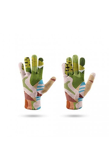 RFEGEF Femme Gants dhiver,Gants À Écran Tactile Motif De Dessins Animés Imprimés en 3D Gants Tricotés pour Dames Doux Coupe-