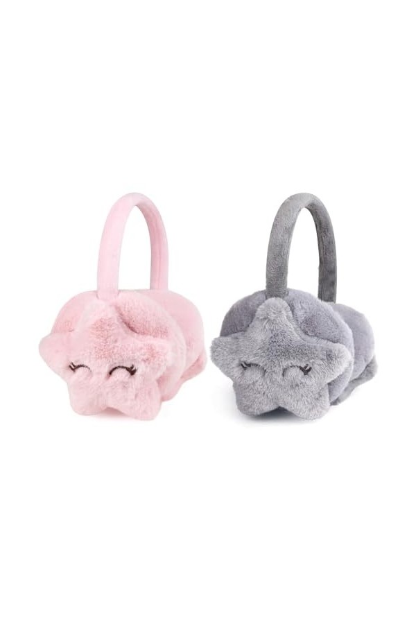 Cache Oreilles Femme, 2 Pièces Cache Oreilles en Peluche pour Femme Cache-Oreilles en Peluche pliable Cache Oreilles Femme Mi