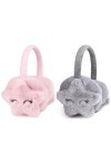 Cache Oreilles Femme, 2 Pièces Cache Oreilles en Peluche pour Femme Cache-Oreilles en Peluche pliable Cache Oreilles Femme Mi
