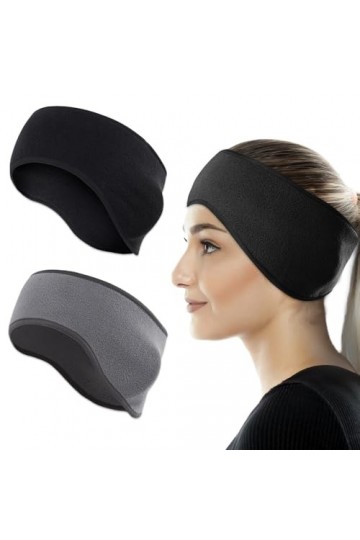 Udbrud Bandeau doreille léger, 2 Pièces Hiver Bandeau Cache-Oreilles Tissu Bandeau Polaire Bandeau Elastique Bandeaux de Spo