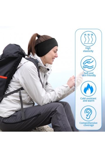 Udbrud Bandeau doreille léger, 2 Pièces Hiver Bandeau Cache-Oreilles Tissu Bandeau Polaire Bandeau Elastique Bandeaux de Spo