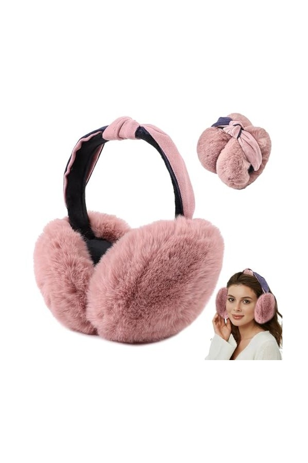 Aoreun Cache-Oreilles En Peluche, Cache-oreilles Chauds pour Femmes Cache Oreilles Pliable Couvre-oreilles de Mode Classique 