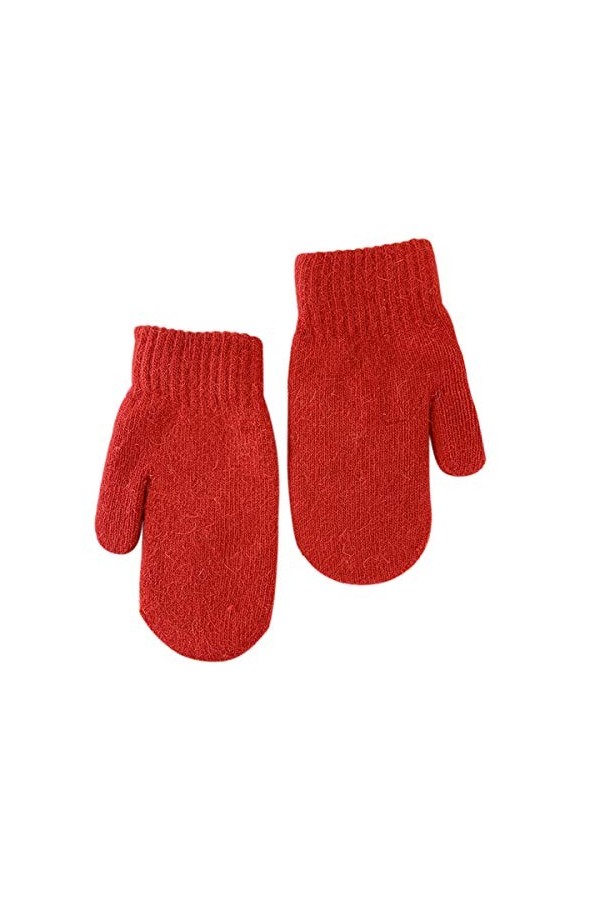 Cozylkx Femmes Gants Tricotés Mitaines, Tricoté Solide Doigts Complets Chaud Double Couche Pleine Doigt Mitaines, Blanc 22x10