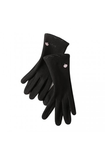 Gants Femme， Femmes automne hiver velours cachemire doigt complet chaud Sport de plein air cyclisme gant broderie écran tacti