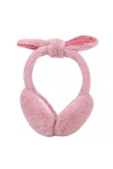 Cache-oreilles en forme de lapin mignon en peluche pour femme et fille - Chaud, coupe-vent - Protection intégrale - Pliable -