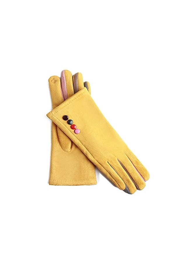 Moufles dhiver pour femme - En daim et cuir - Pour écran tactile