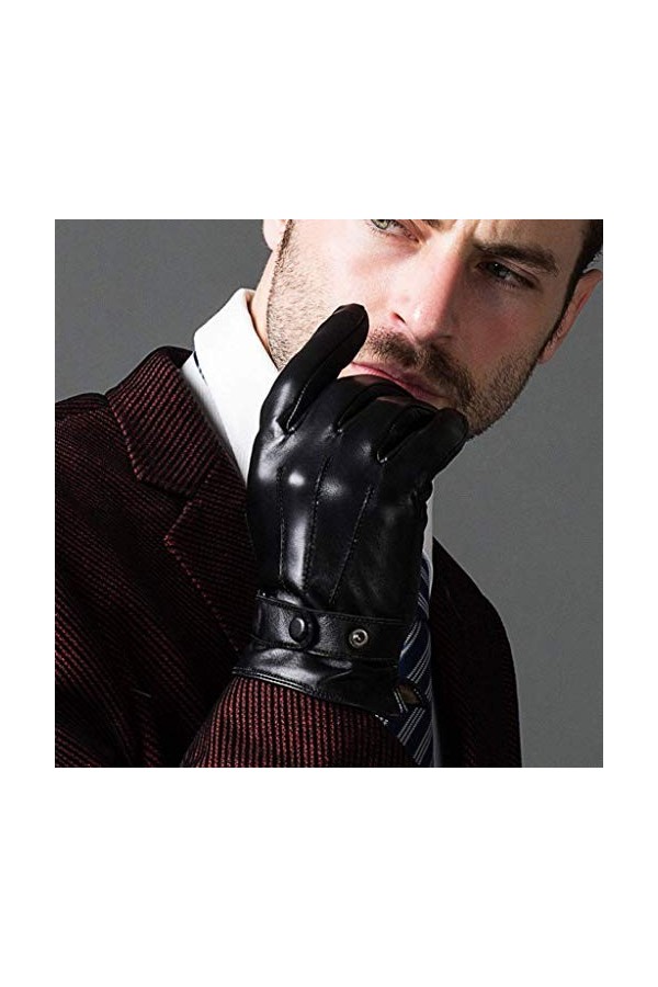 L.HPT Gants en Cuir Hiver Riding Warm Gants épais et épais en Velours avec Coupe-Vent et imperméable Couleur: B Double Couch