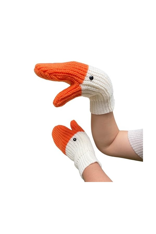 Automne Et Hiver Froid Et Chaleur Préservation Trois Cygnes Plein Doigt Gants Tricotés Laine Mitaines yeQ613, blanc, taille u