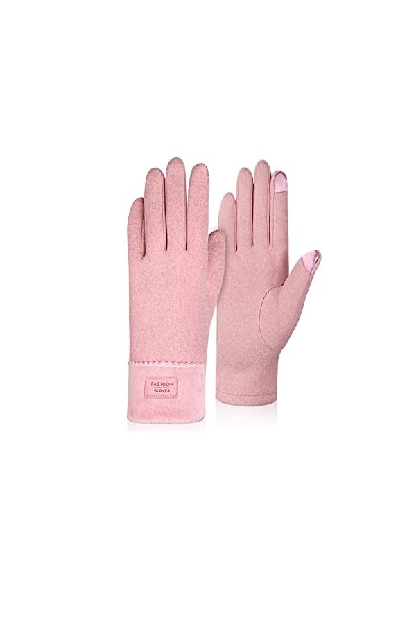 Gants DHiver Gants Femme Gants Chauds Femme Automne Et Hiver Extérieur Coupe Vent Écran Tactile Rose Taille Libre
