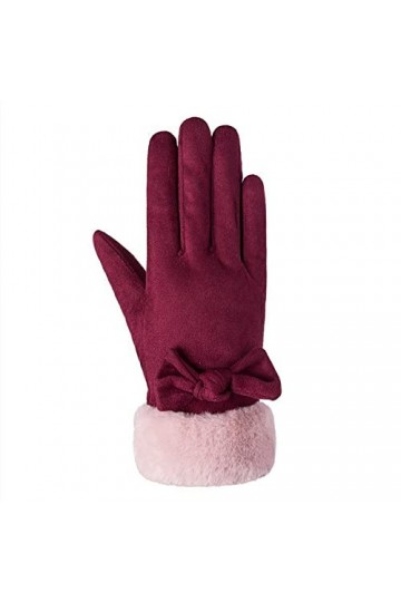Gants en Daim Daim Bowknot Gants Femmes Hiver Épaissir Plus Polaire Chaud Cyclisme Écran Tactile Daim Bowknot Violet Taille L