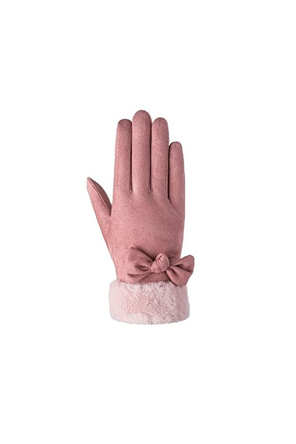 Gants en Daim Daim Bowknot Gants Femmes Hiver Épaissir Plus Polaire Chaud Cyclisme Écran Tactile Daim Bowknot Violet Taille L