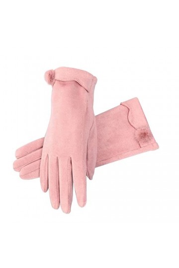Gants DHiver Gants À Écran Tactile Pour Femmes En Cuir Suédé Chaud Automne Et Hiver Plus Velours Plus Épais Rose Taille Libr