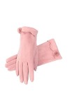 Gants DHiver Gants À Écran Tactile Pour Femmes En Cuir Suédé Chaud Automne Et Hiver Plus Velours Plus Épais Rose Taille Libr