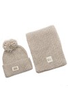UGG W Knit Bonnet W avec Pompon et écharpe Beanie W Pom and Scarf, Noir, Taille Unique Femme