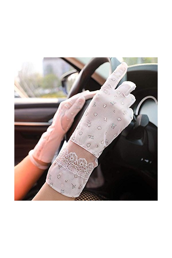 BUDBYU Eté Écran Tactile Anti-dérapant Écran Solaire Glace Doux Manches en Soie Pare-Soleil Court Mitaines Dames Disque Respi