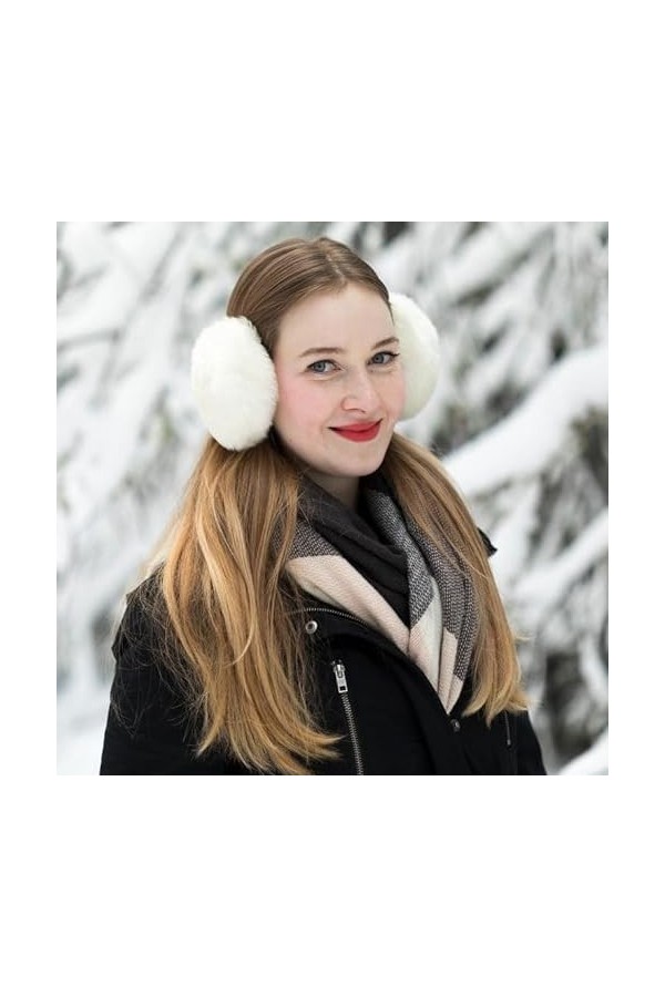 FSMILING 2 Pack de manchons d’oreille d’hiver pour femmes cache-oreilles chaudes moelleuses cache-oreilles pliable chauffe-or