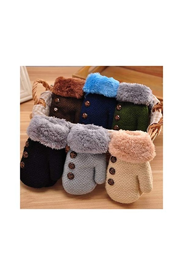 HSJM Gants 0-3y / 4-7y Enfants Garçons Filles Gants dhiver Épaissir Garçons Filles Gants Chauds Enfants Thicken Bonneterie G