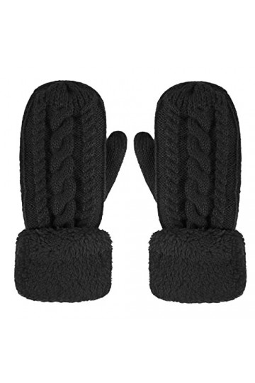 OhMill Gants dhiver pour femme - Gants en tricot épais - Coupe-vent - Chauffe-mains doublés - Moufles en tricot pour lextér