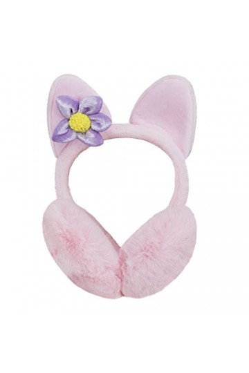 Cache-oreilles dhiver en peluche pour femme - Joli renard en peluche avec décoration florale - Réglable - Coupe-vent - Cache