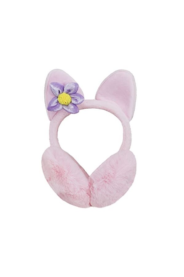 Cache-oreilles dhiver en peluche pour femme - Joli renard en peluche avec décoration florale - Réglable - Coupe-vent - Cache