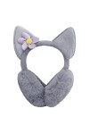 Cache-oreilles dhiver en peluche pour femme - Joli renard en peluche avec décoration florale - Réglable - Coupe-vent - Cache