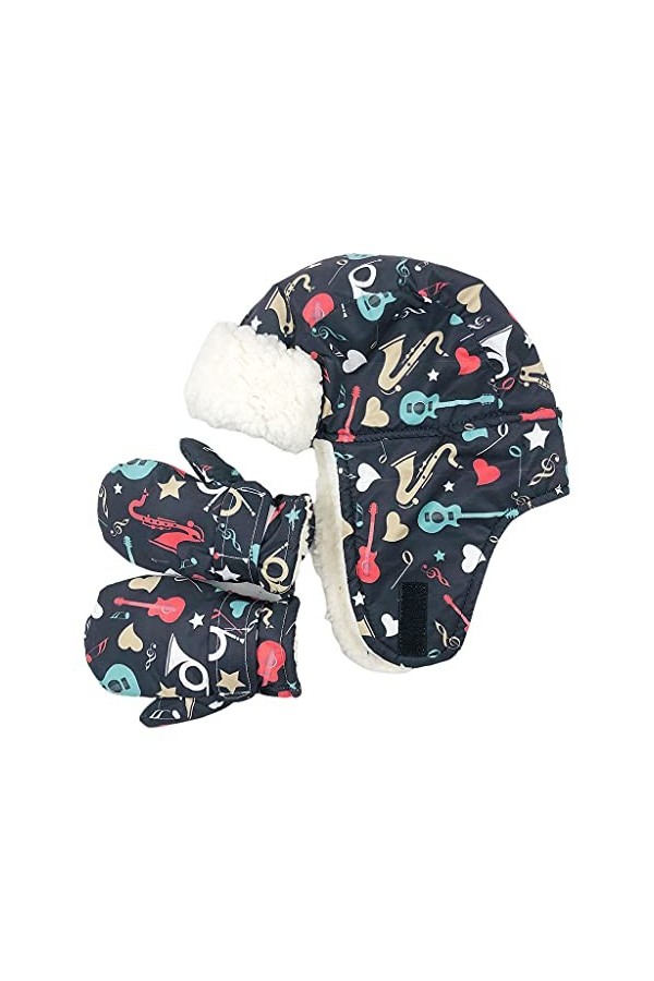 PHILSP Moufles Bonnet Coupe-vent Enfant Imperméable et Chaud Ensemble de Gants de Ski pour Garçons Filles Imperméable Chaud B