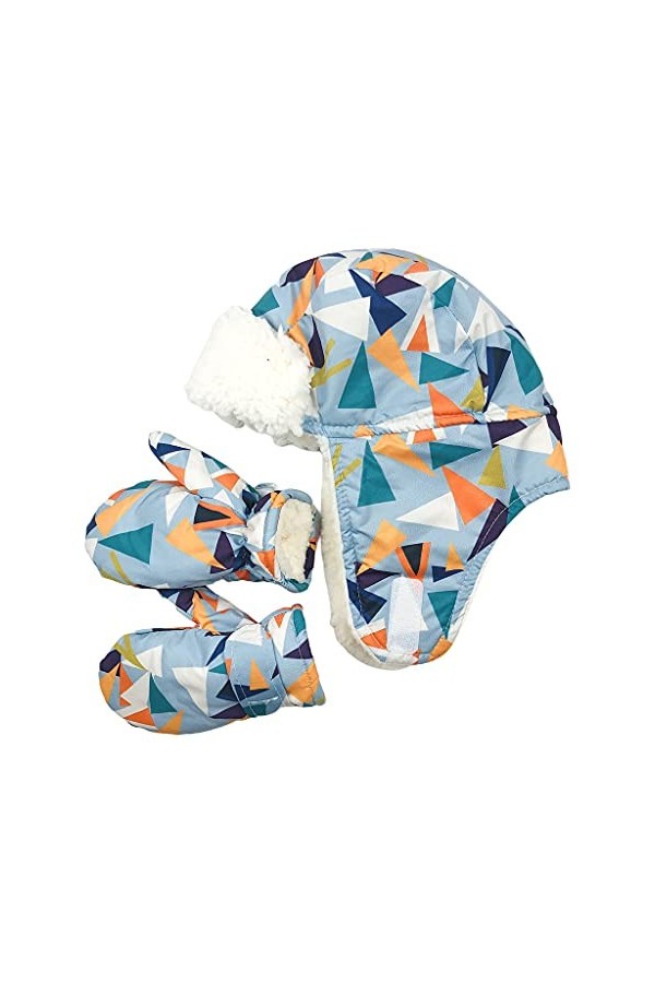 PHILSP Moufles Bonnet Coupe-vent Enfant Imperméable et Chaud Ensemble de Gants de Ski pour Garçons Filles Imperméable Chaud B