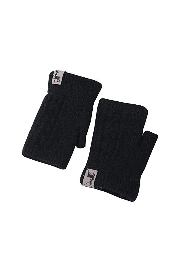 CAILIN Gants Gants de mi-Doigts Femmes Hiver sans Doigt Plus Gants en Laine tricotée à Froid épais Gants et moufles Color : 