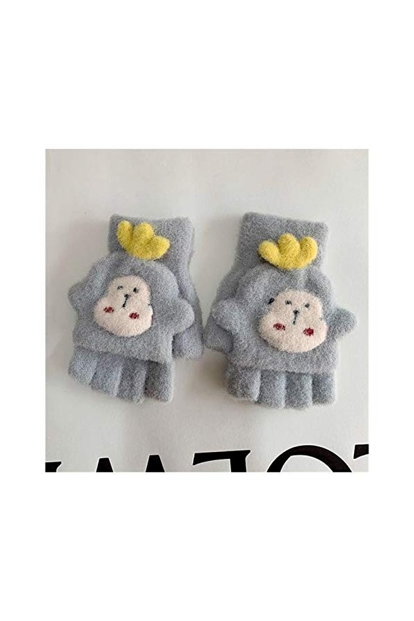 HSJM Gants 1-3Y Gants Bébé Mignon Moitié Doigt Couverture Mitaines dhiver Épaissir Chaud Gants Enfants for Garçons Filles Mo