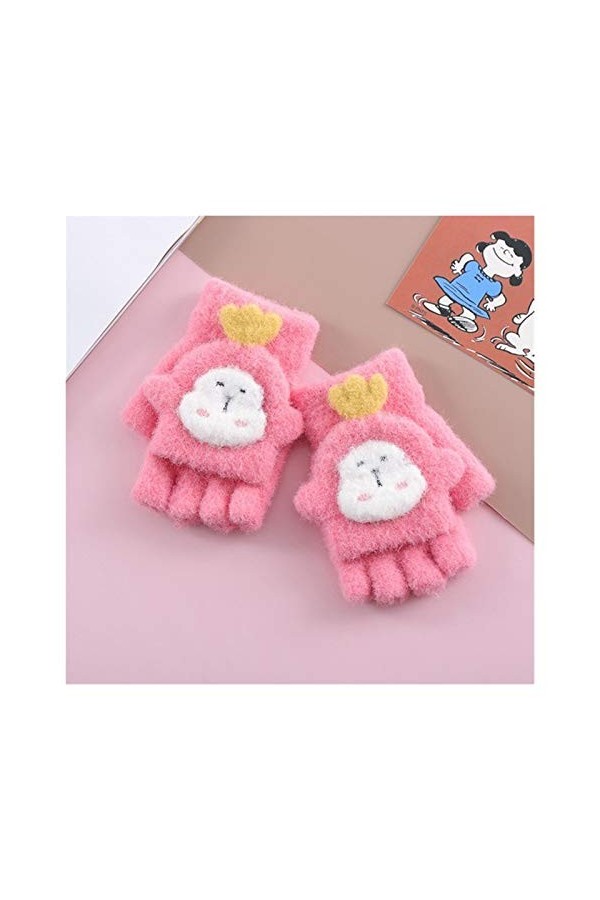 HSJM Gants 1-3Y Gants Bébé Mignon Moitié Doigt Couverture Mitaines dhiver Épaissir Chaud Gants Enfants for Garçons Filles Mo