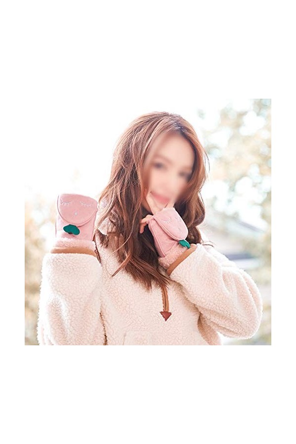 Minicocock Peluche Clamshell doigt à moitié Gants Cycling Plus Velvet Épaissir Gants chauds étudiants mignon moufles Gants Fe