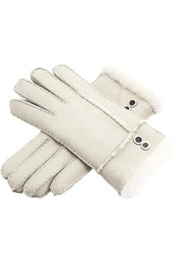 GHCXY Moufles unisexes en cuir double déduction pour femme - Modèle automnal simple et glamour et hiver - Gants chauds et cou