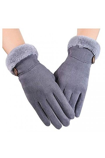 RFEGEF Femme Gants dhiver,Gants À Écran Tactile Gris Doublure en Faux Suède en Peluche pour Garder Au Chaud Mesdames Doux Co