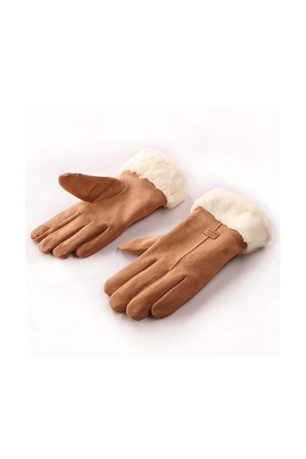 Femme Gants dhiver,Gants À Écran Tactile BRWN Faux Suède Ajouter du Velours pour Rester Au Chaud Dames Doux Coupe-Vent Éléga