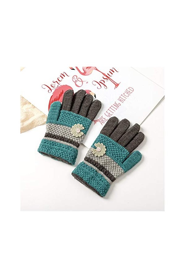 QIAOLI Gants dhiver pour homme et femme de 4 à 10 ans - Gants dhiver tendance pour enfants - Motif floral - Gants chauds en